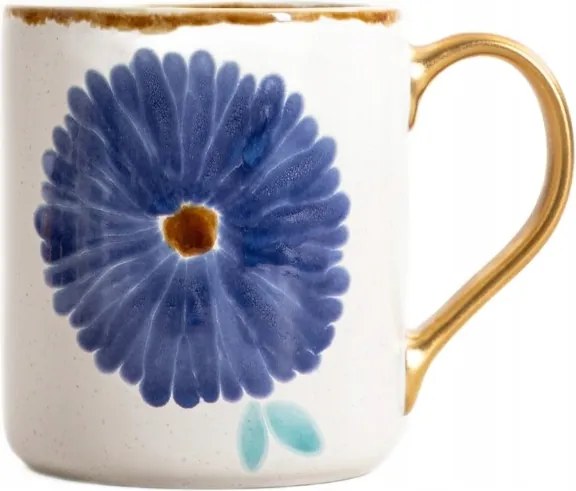 Meren bögre kék virággal és arany füllel 0,5 l Homla