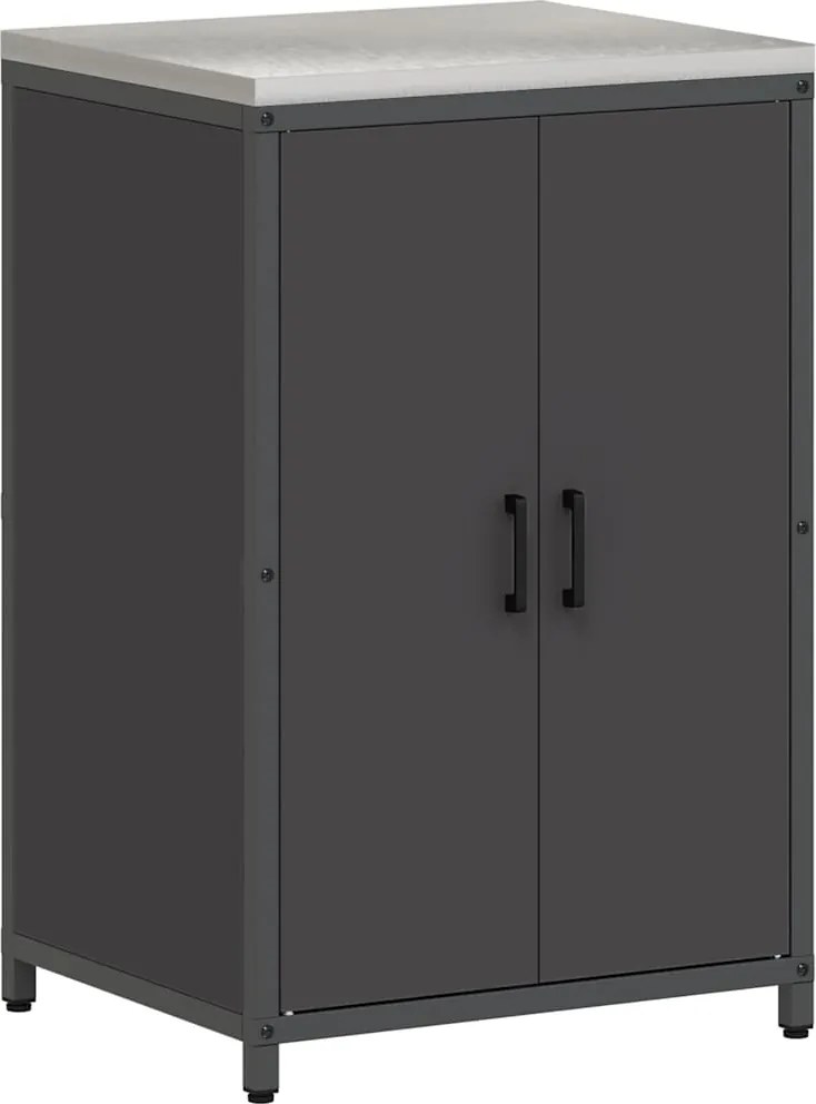 vidaXL Konyhai Tárolás polcokkal tárolóval Fekete 60 x 50 x 92 cm Acél