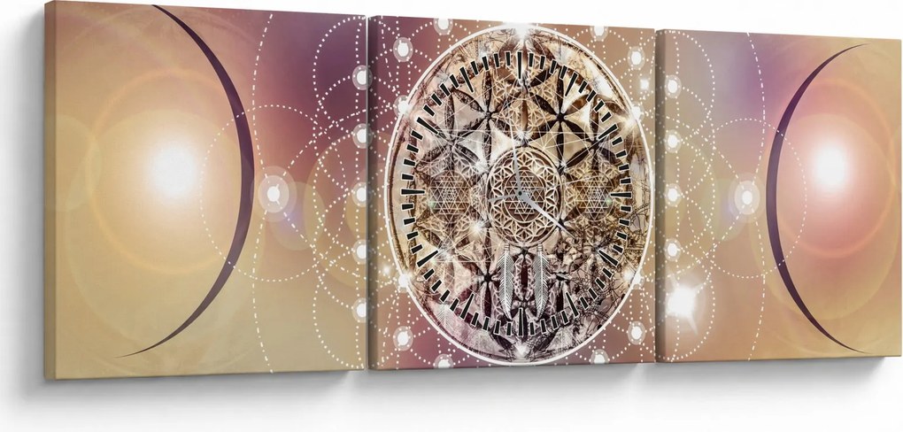 Kép - Mandala elemekkel (órával) (90x30 cm)