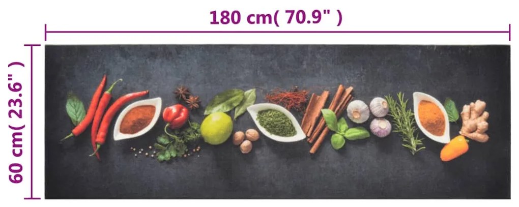 mosható fűszermintás bársony konyhaszőnyeg 60x180 cm