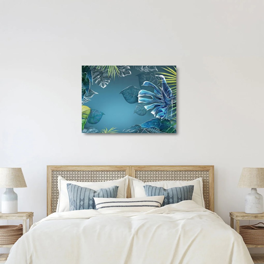 Kép - Trópusi növények levelei (üvegen) (70x50 cm)