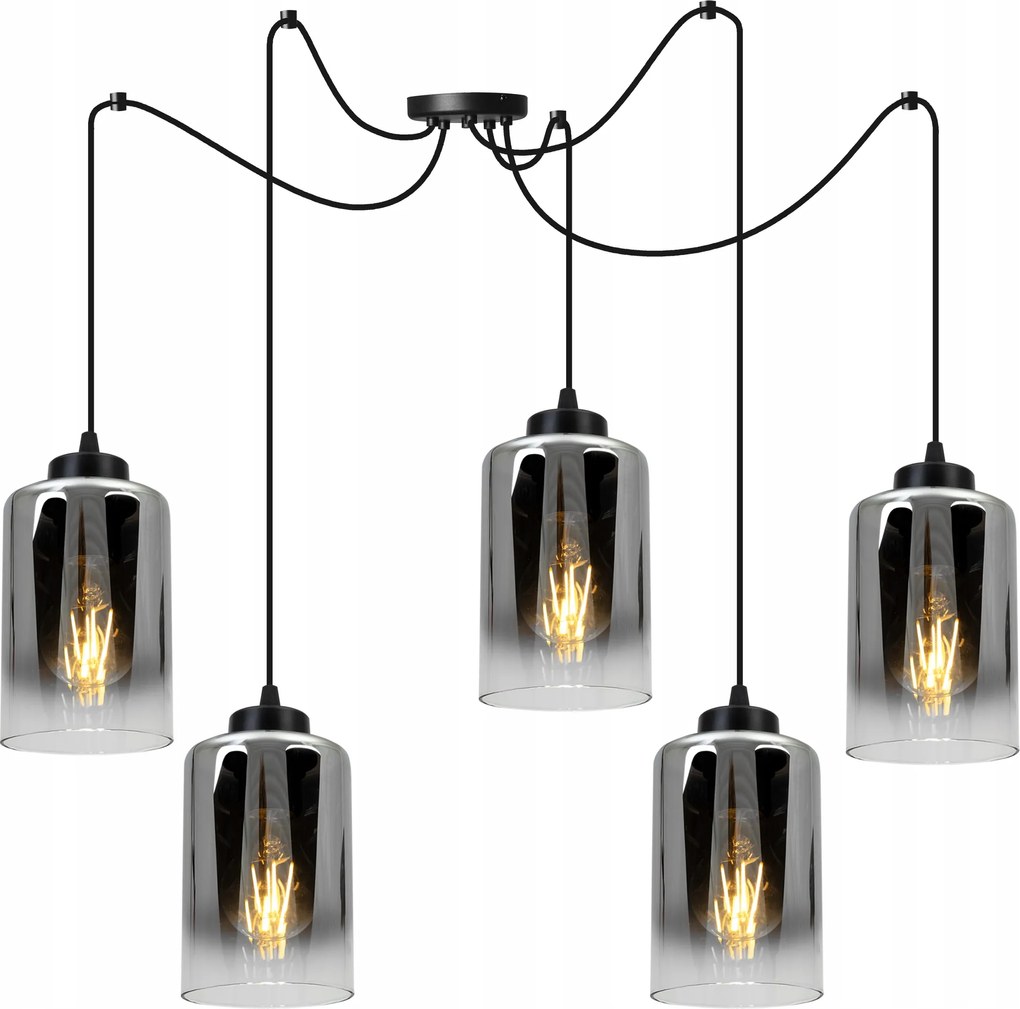 Mennyezeti Lámpa Lógó Csillár Fekete Csillogó Pók Loft Üveg Színek