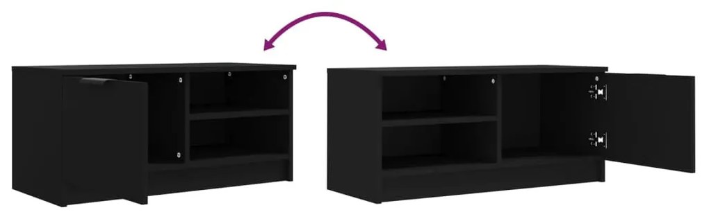 2 db fekete szerelt fa TV-szekrény 80 x 35 x 36,5 cm