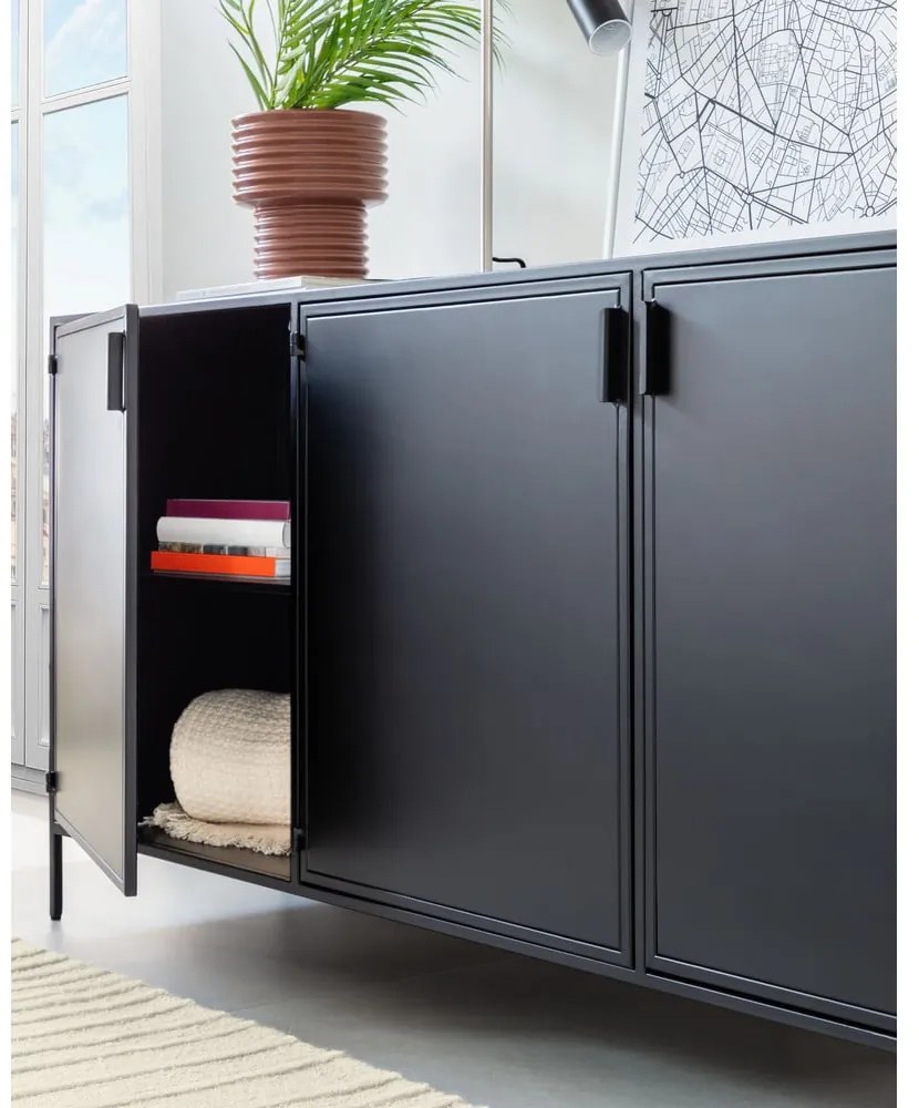 Fekete acél komód 160x72x35 cm Shantay – Kave Home