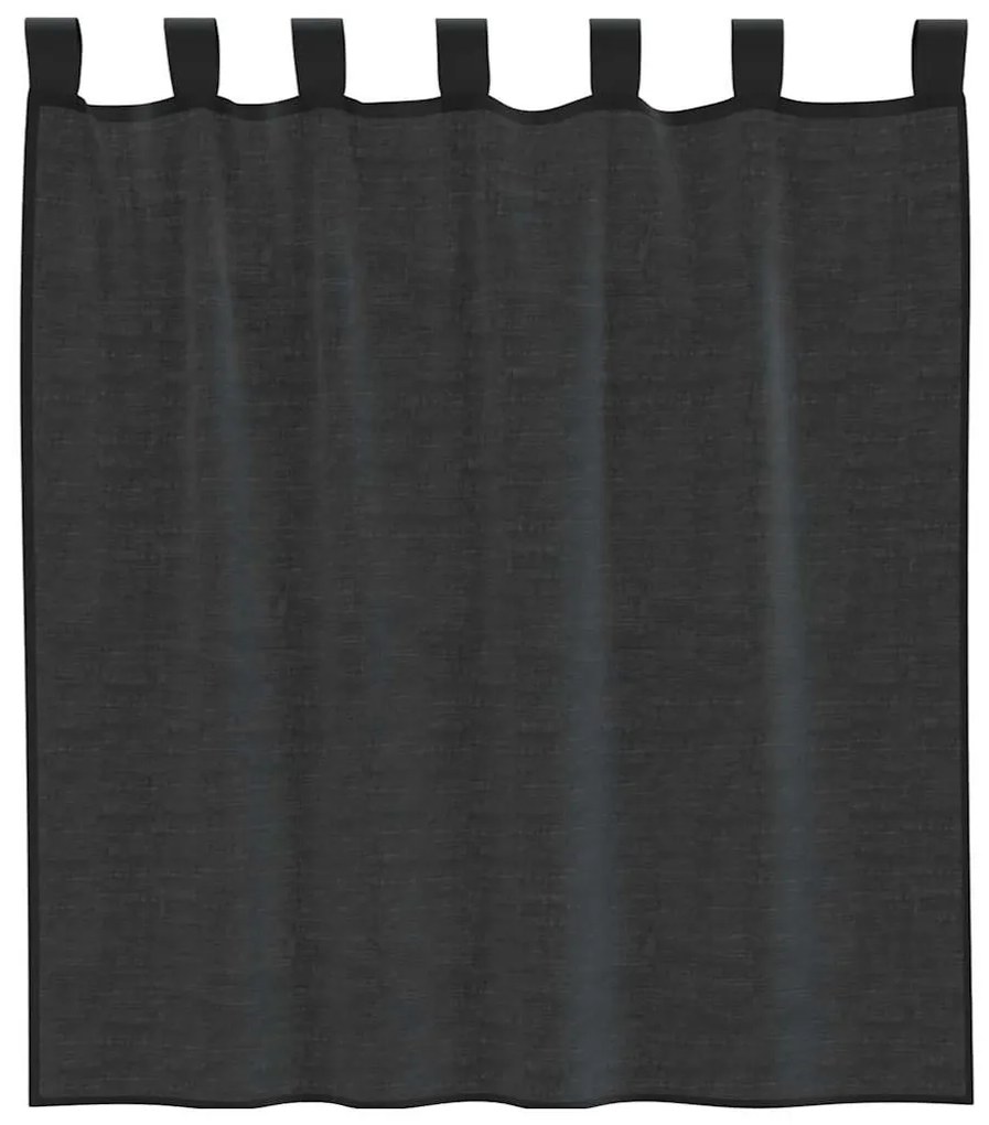 2 db fekete fátyolfüggönyök fülecske tetejével 140x260 cm