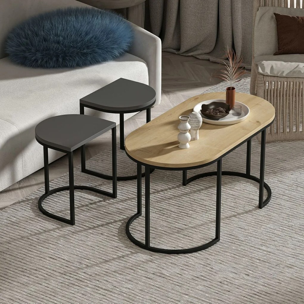 Dena Anthracite dohányzóasztal, 3 db