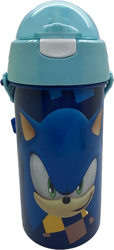 Sonic a sündisznó Speed Blue műanyag szívószálas kulacs akasztóval 500 ml