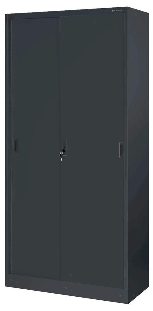 Fém irodai szekrény tolóajtókkal KUBA, 900 x 1850 x 400 mm, antracitszürke