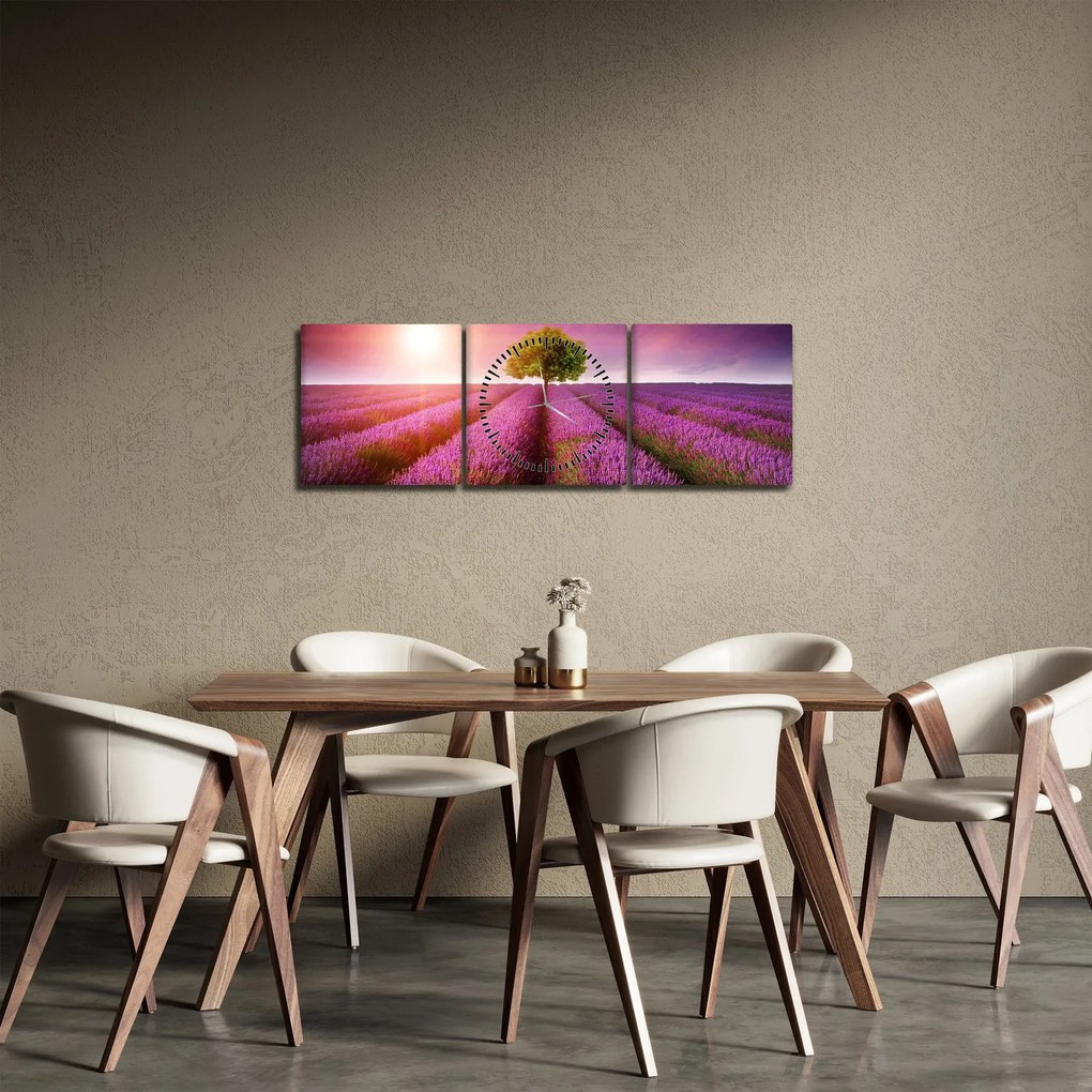 Levendula mező képe (órával) (90x30 cm)