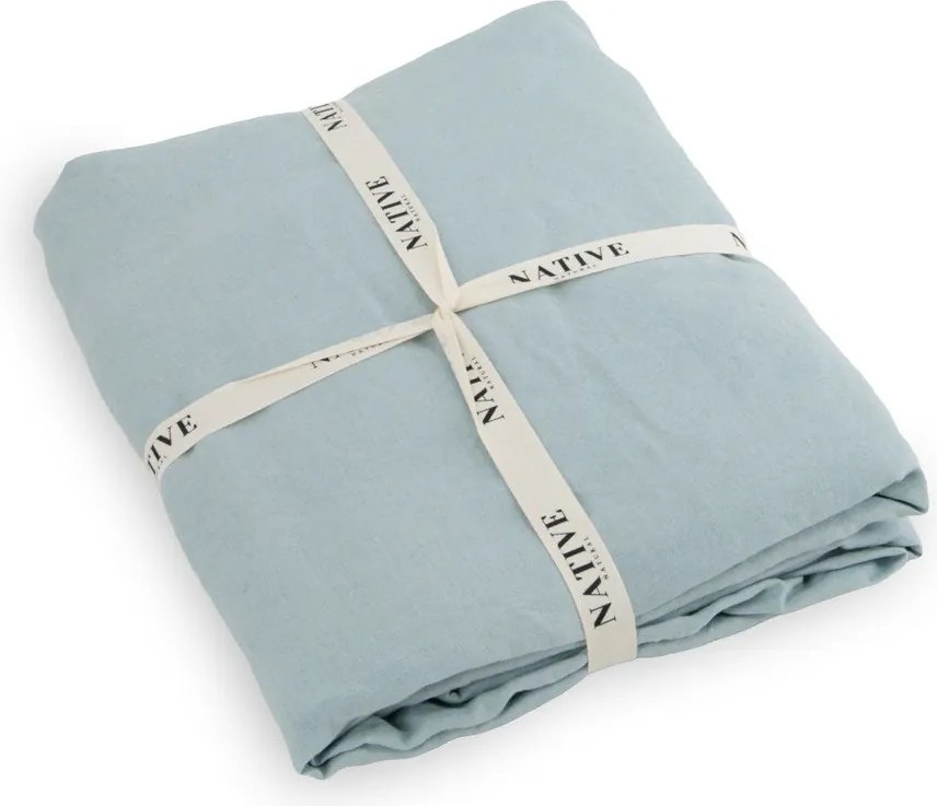 Világoskék egyszemélyes len ágyneműhuzat 135x200 cm Aqua – Native Natural