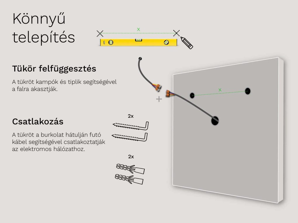 Kerek tükör LED világítással C2 prémium