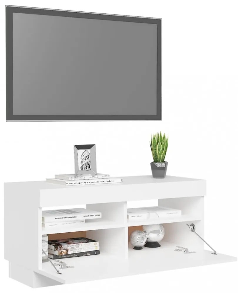 fehér TV-szekrény LED-lámpákkal 80 x 35 x 40 cm