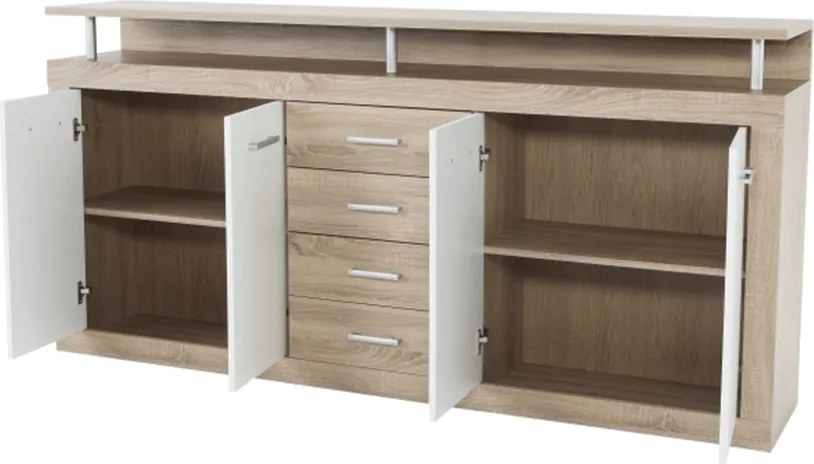 Komód, sonoma tölgyfa/fehér, JUNO - JACHIM NEW