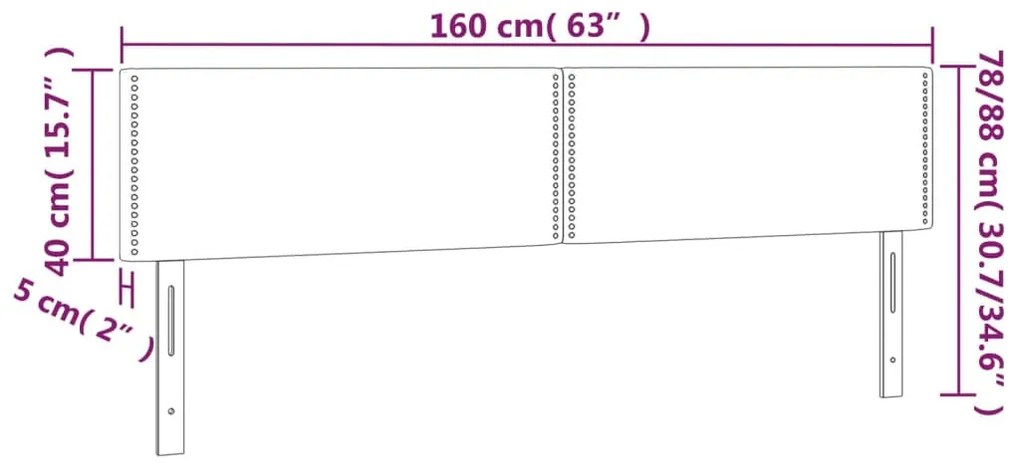 sötétszürke szövet LED-es fejtámla 160x5x78/88 cm