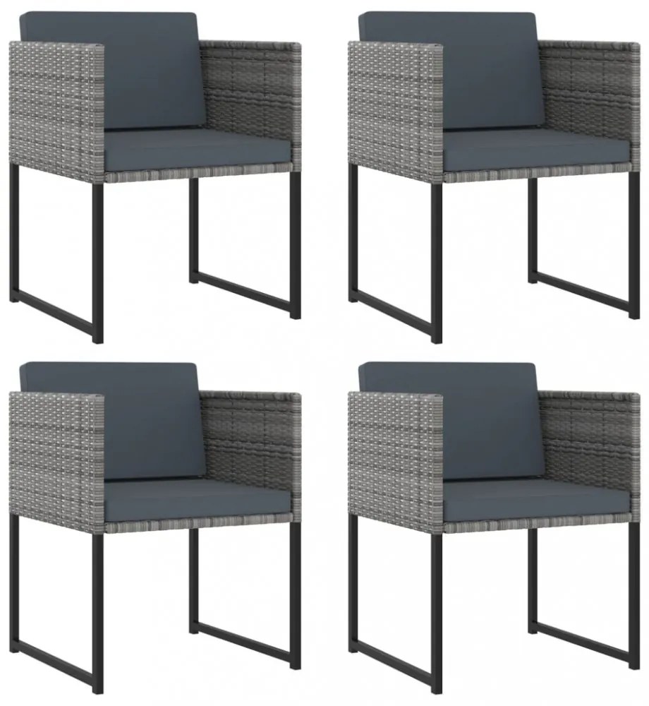 9 részes szürke polyrattan kerti étkezőszett párnákkal