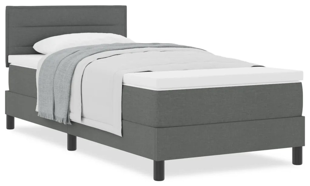 Box Spring ágy matraccal sötétszürke 90x190 cm szövet