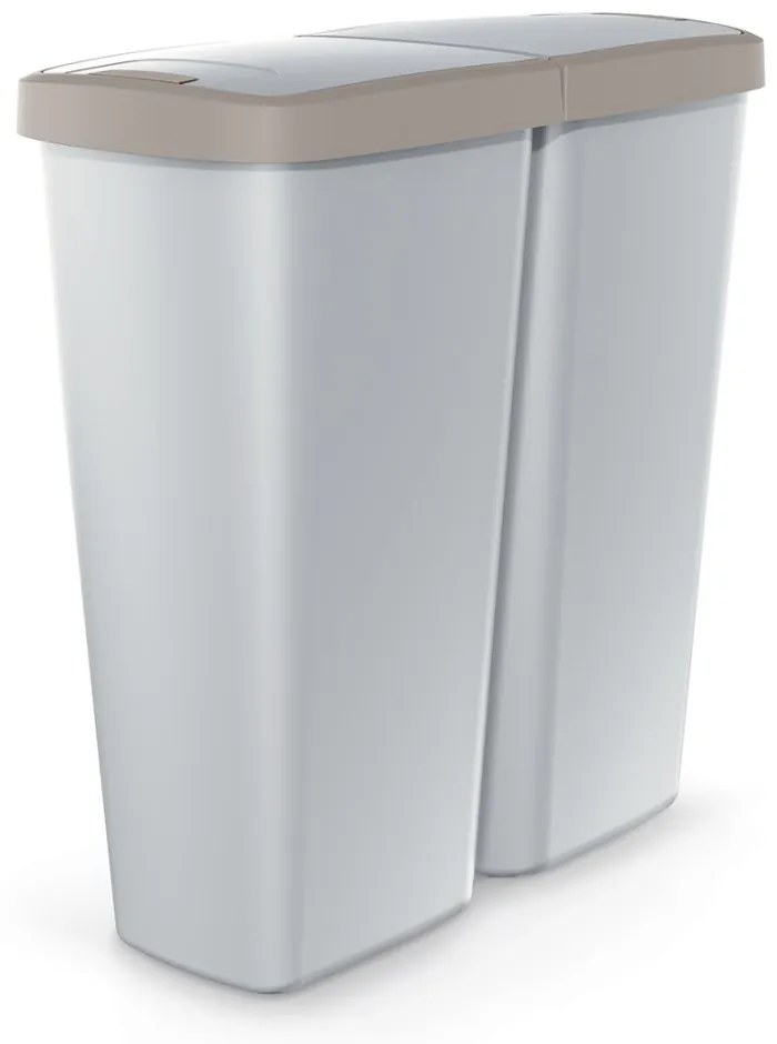 Szürke DUO szemetes, 50 l, barna / szürke