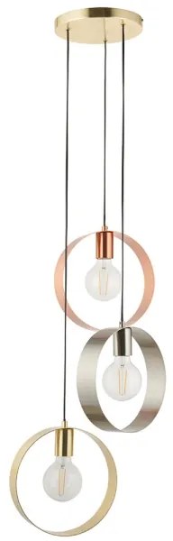Endon 81922 - Zsinóros csillár HOOP 3xE27/40W/230V arany/réz/matt króm