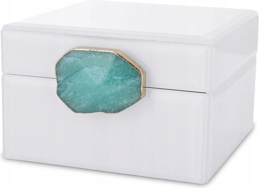 Üveg Ékszerdoboz Fehér Glamour Kék Achát