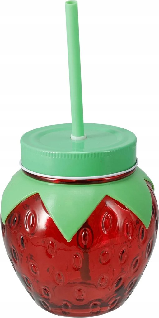 Befőttes üveg italos pohár szívószállal eper 750ml 1db