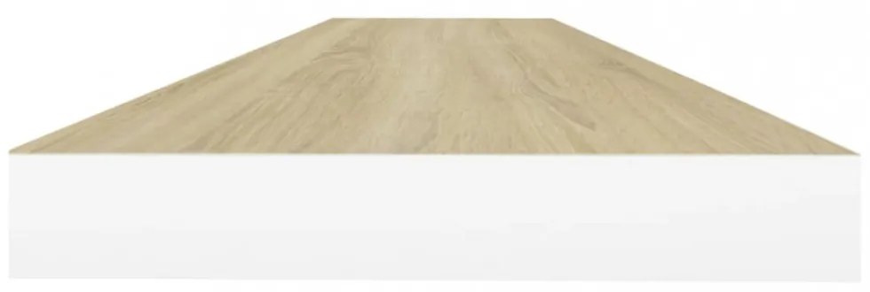 4 db tölgyszínű és fehér MDF lebegő fali polc 120x23,5x3,8 cm
