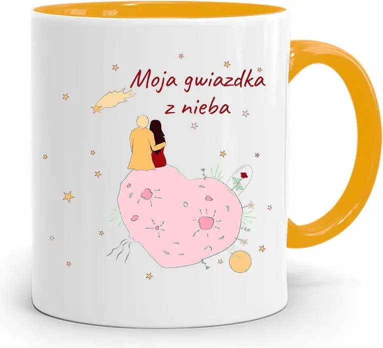 Sárga Bögre Valentin Napra Az Én Csillagom Az Égből fényképes nyomtatással