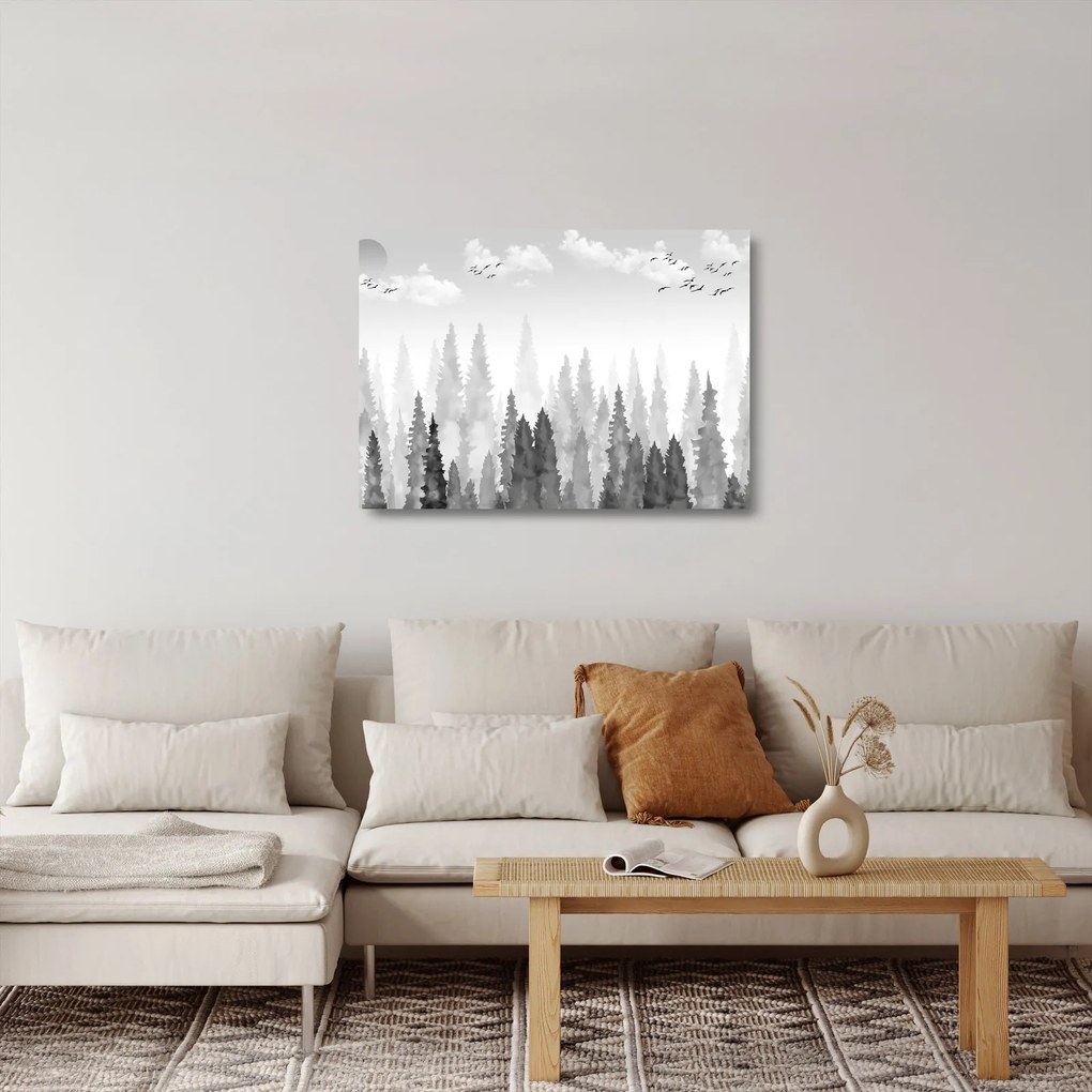 Kép - Erdei csúcsok (üvegen) (70x50 cm)