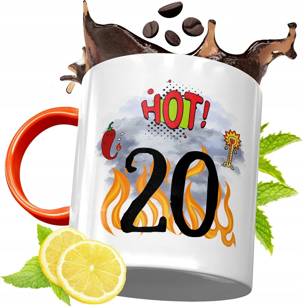 Narancssárga Szülinapi Bögre 20 20STE Ajándék fényképes nyomtatással