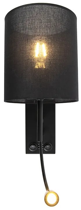 Modern fali lámpa fekete pamut búrával - Stacca