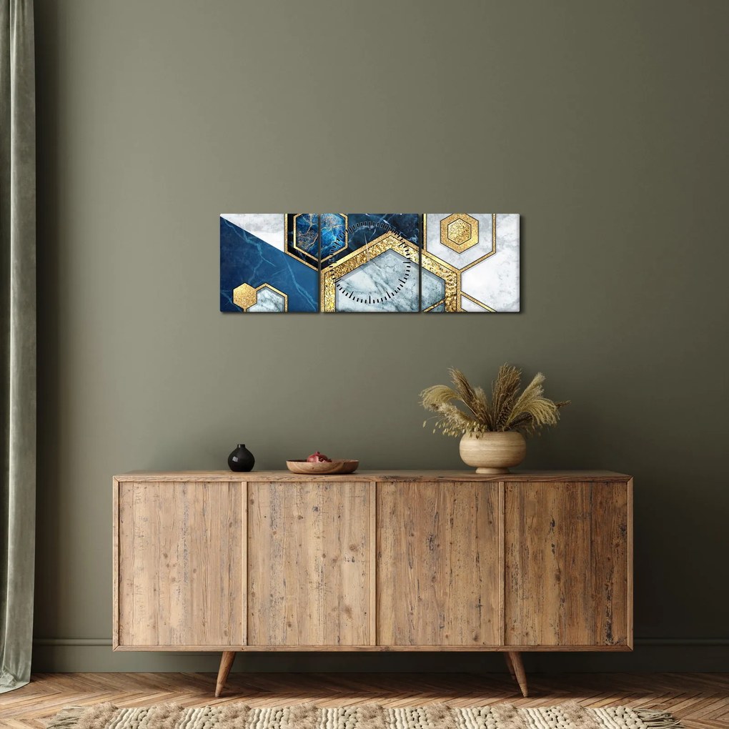 Kép - Márvány hatszögek (órával) (90x30 cm)