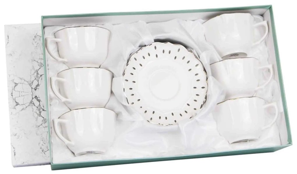 Porcelán 6 személyes csésze szett díszdobozban Karin