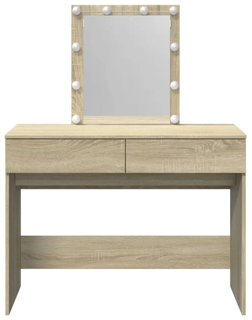 sonoma tölgy színű fésülködőasztal LED-del 100 x 40 x 130 cm