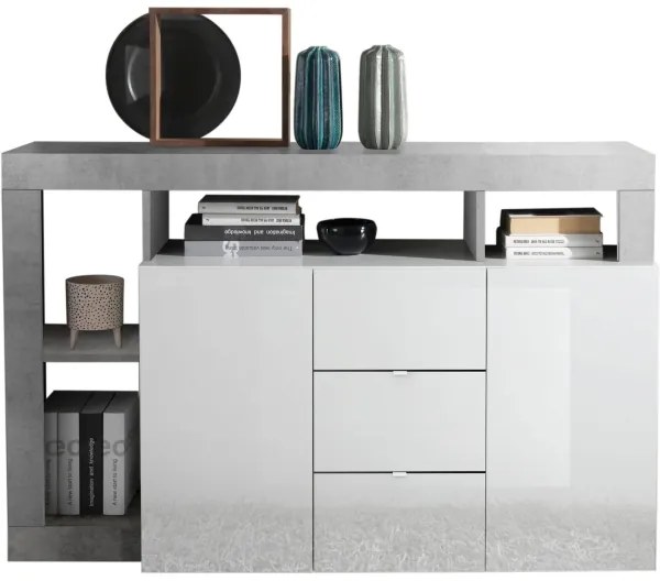 Komód LENOR fehér/szürke beton