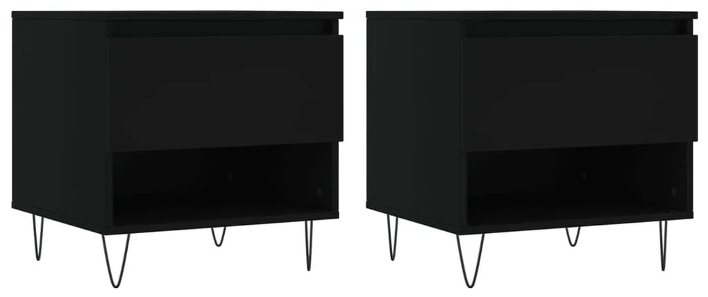 2 db fekete szerelt fa dohányzóasztal 50 x 46 x 50 cm