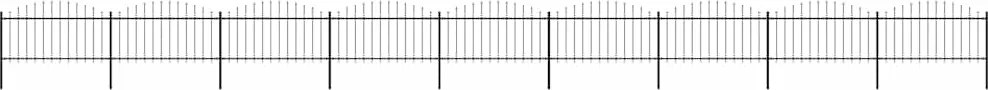 vidaXL fekete acél kerti kerítés lándzsás tetejű 1603,5 x 150 cm