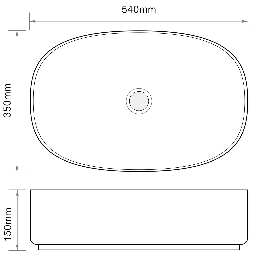 Erga Ciele, asztali mosogató 540x350x150 mm, fehér fényes, ERG-V03-9683-WH