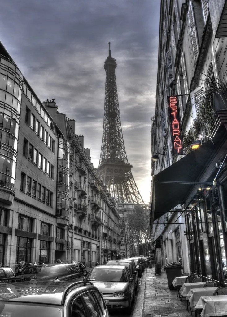 Poszter 39,5x55cm Eiffel-torony a Város utcából, Assaf Frank