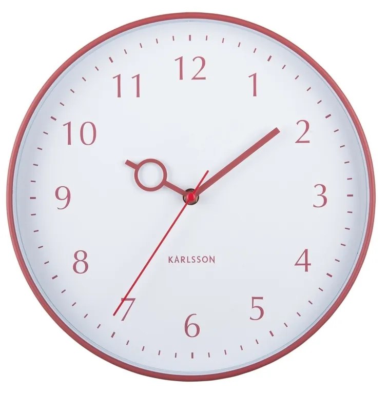 Karlsson 5992RD dizájner falióra, piros, átmérő 30cm
