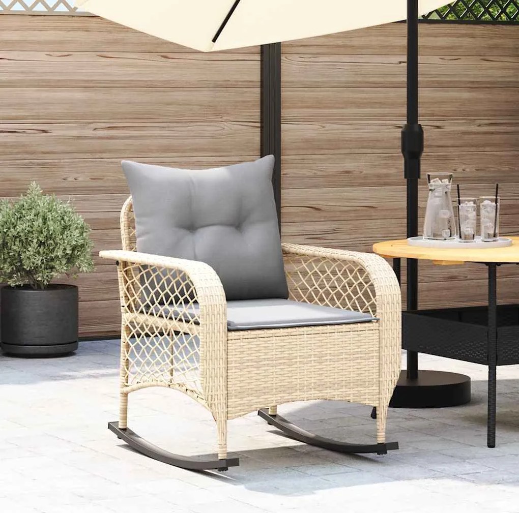 vidaXL bézs polyrattan kerti hintaszék párnákkal
