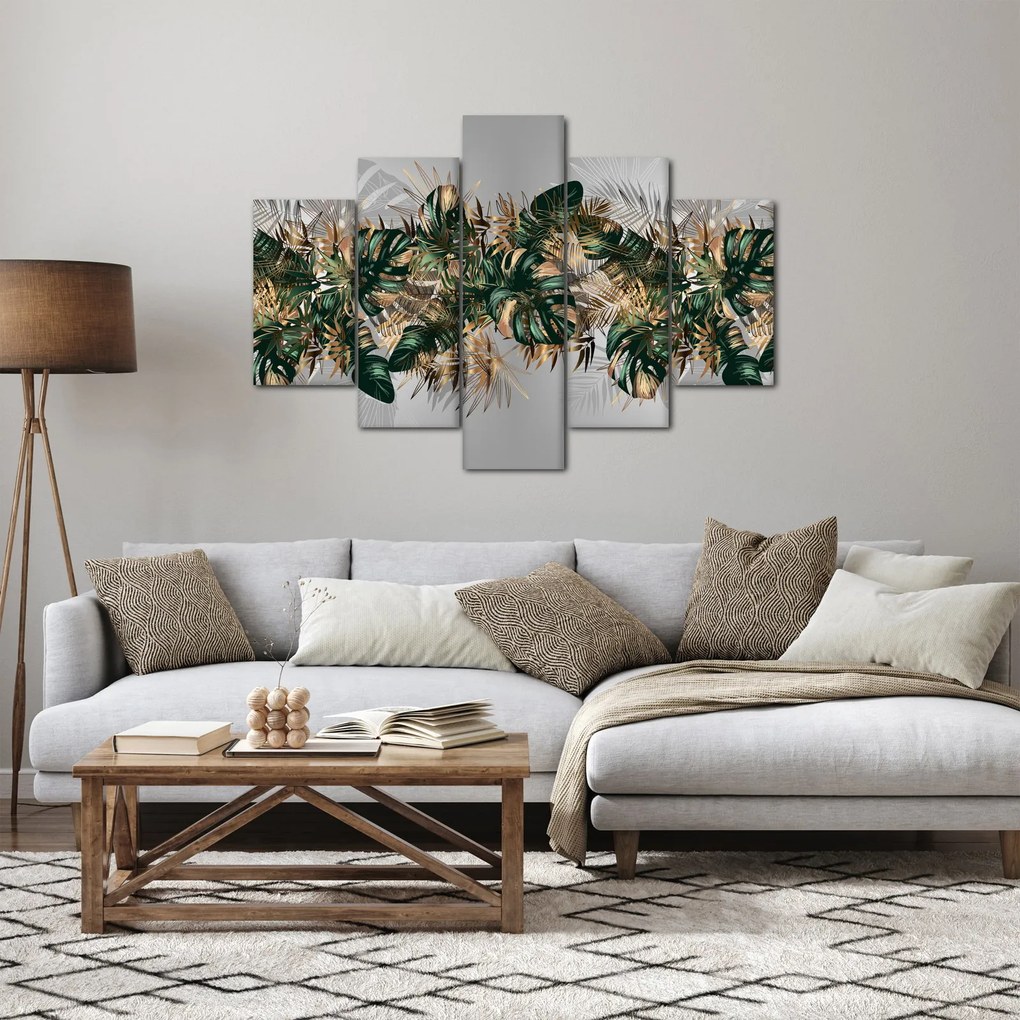 Kép - Gold-green, trópusi levelek (150x105 cm)