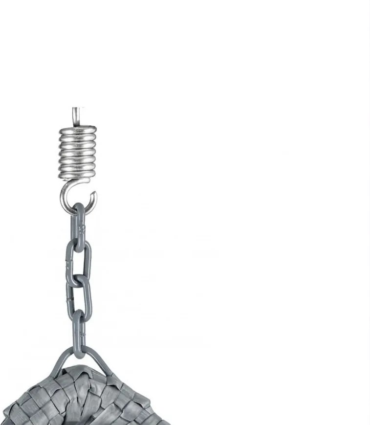 Szürke függőszék KOKON állvány nélkül, világoszöld mintás párnával