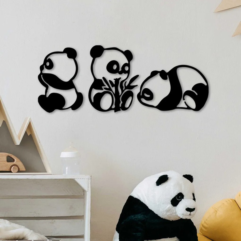 Pandas fém fali dekoráció, 18×26 cm