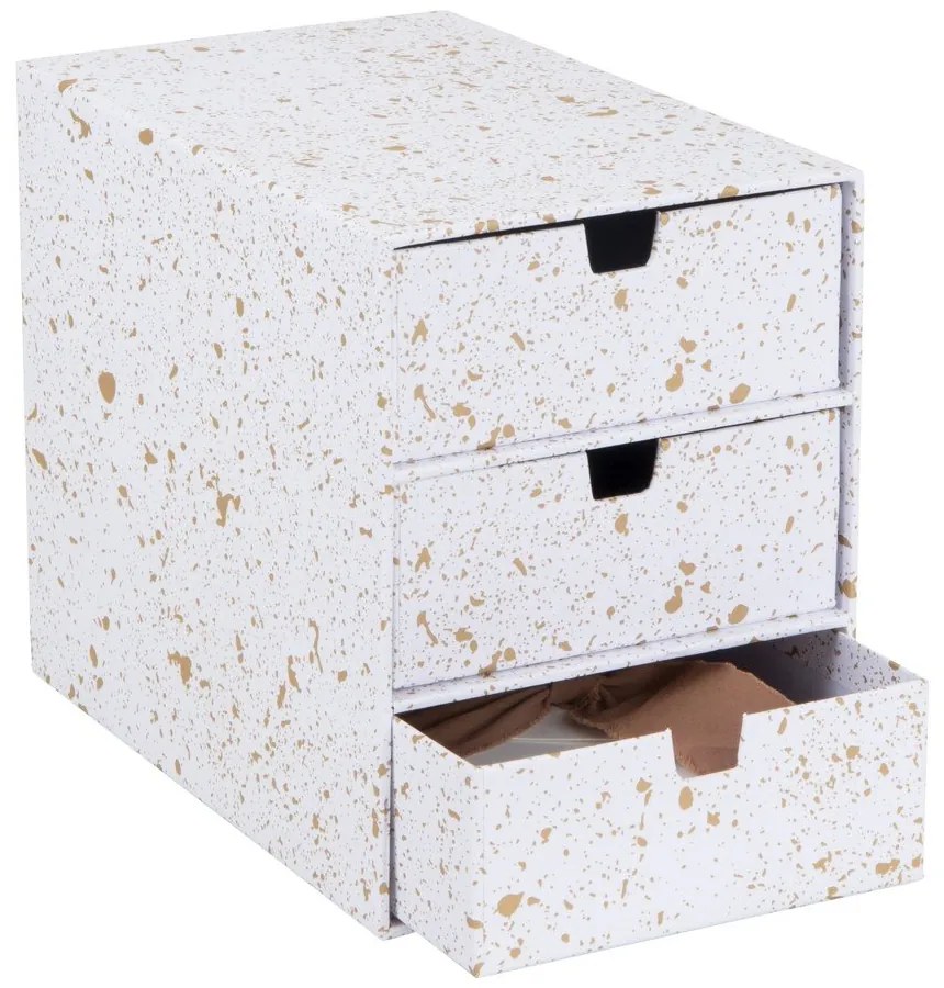 Ingrid aranyszínű-fehér doboz 3 fiókkal - Bigso Box of Sweden
