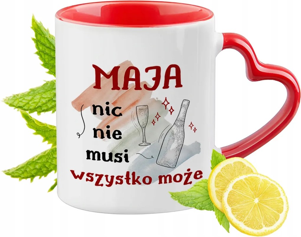 Mai Piros Bögre Szív Alakú Füllel Ajándék Nyomtatott