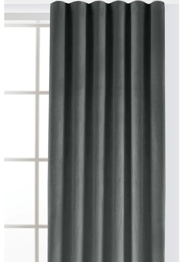 Sötétszürke bársony dimout (részleges sötétítő) függöny 265x250 cm Velto – Filumi