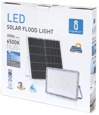 Aigostar - LED Fényerőszabályozható napelemes reflektor LED/200W/3,4V IP65 + távirányító