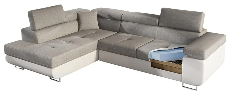 Kék bársony kinyitható-tárolóhelyes sarokkanapé (bal oldali-L alakú) Anton – ELTAP