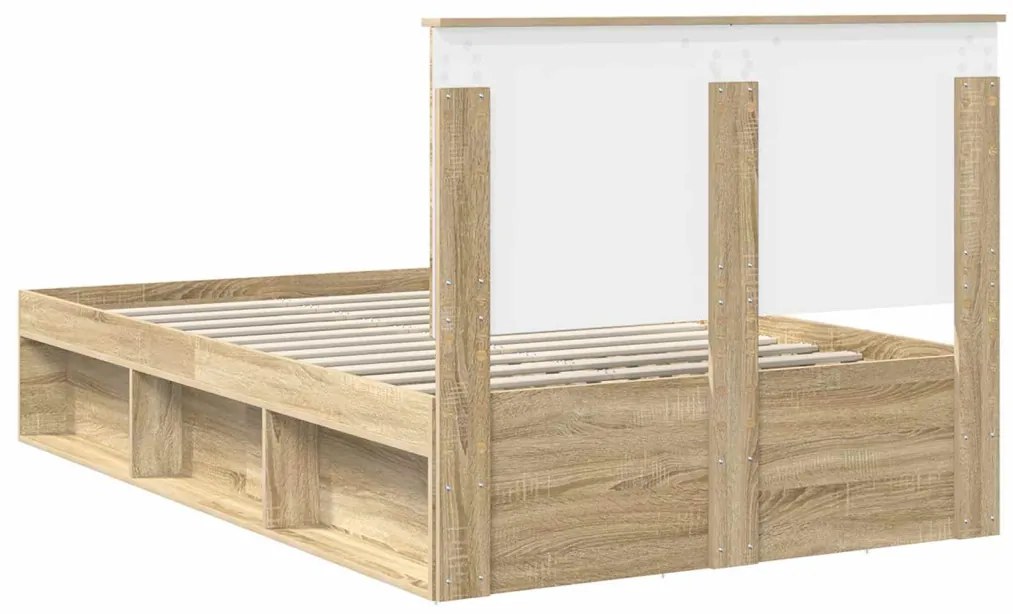 vidaXL Ágykeret fejtámlával Sonoma 120 x 200 cm Tömör fenyőfa