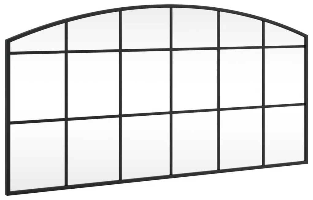 fekete ívelt vas fali tükör 100 x 50 cm