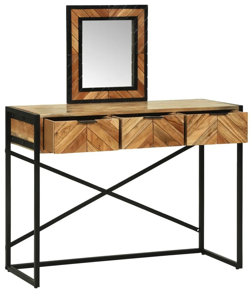 öltözködő asztal tükörrel 100x40x120 cm Tömörfa akácból